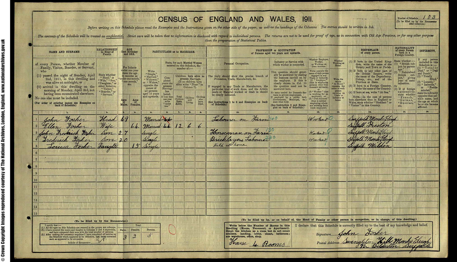 103 Fosker, John, Swingleton Hill