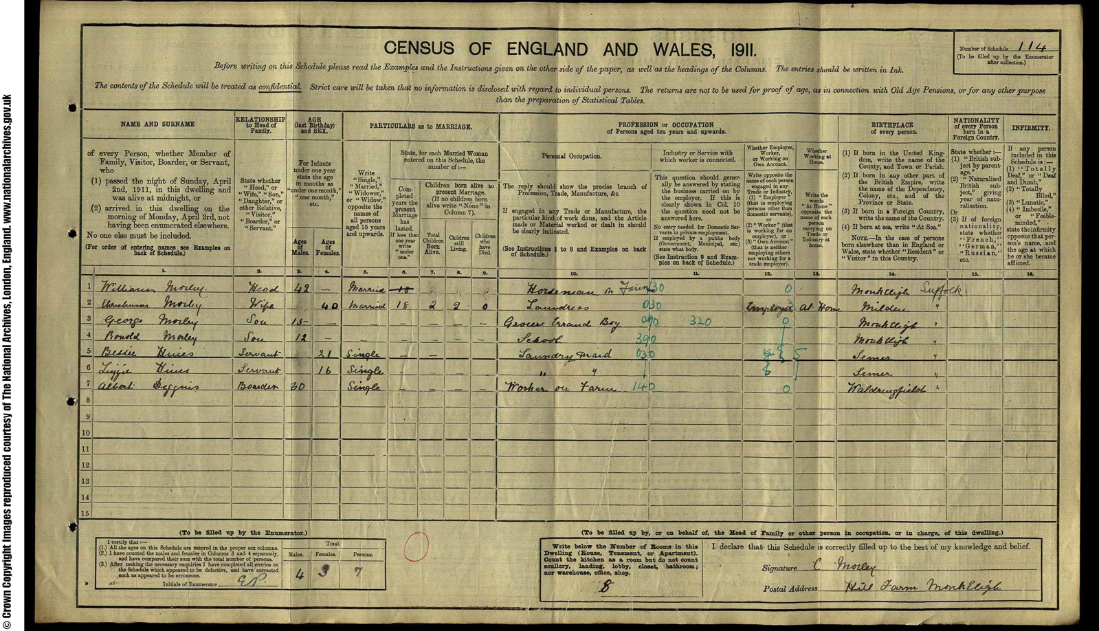 114 Morley, William, Hill Farm