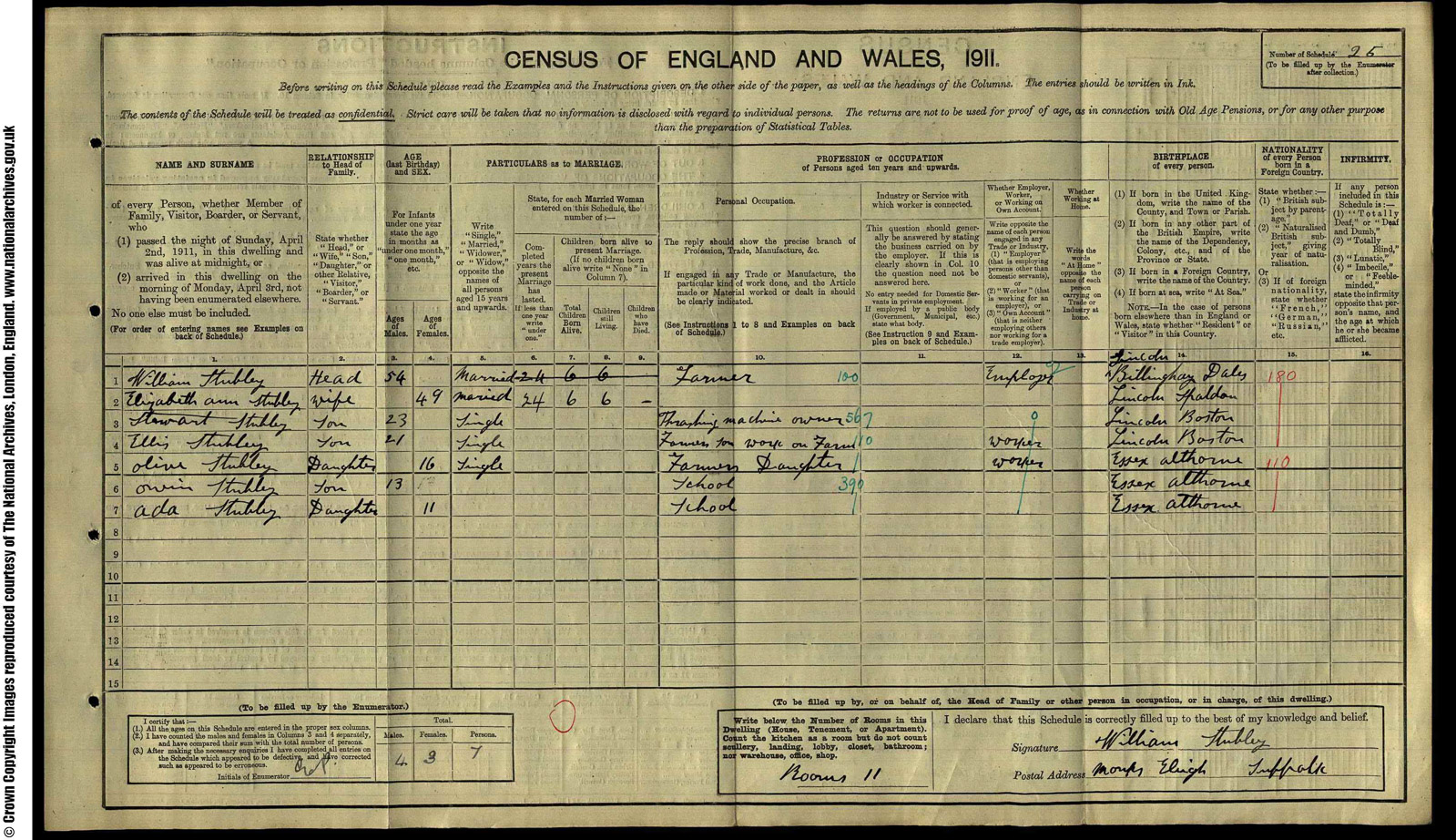 25 Stubley, William, Tye Farm